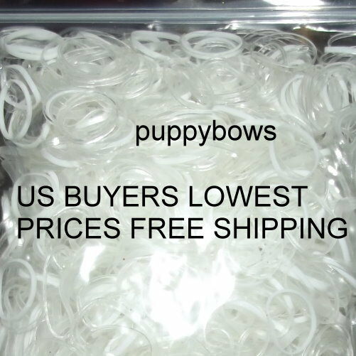 Puppy Bows ~dog Grooming Latex Free Clear Elastic Rubber Topknot Bands~us Seller